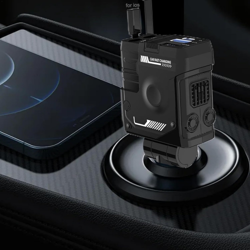 Chargeur de téléphone d'auto rétractable USB de 120&nbsp;W – Recharge rapide en 30 minutes, écran LED, réglable à 180°