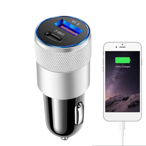 3.1A USB+PD metal car charger with charging protection function car charger mobile phone car charger