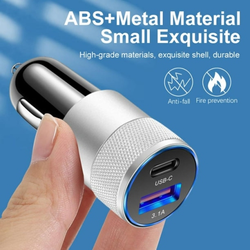 3.1A USB+PD metal car charger with charging protection function car charger mobile phone car charger