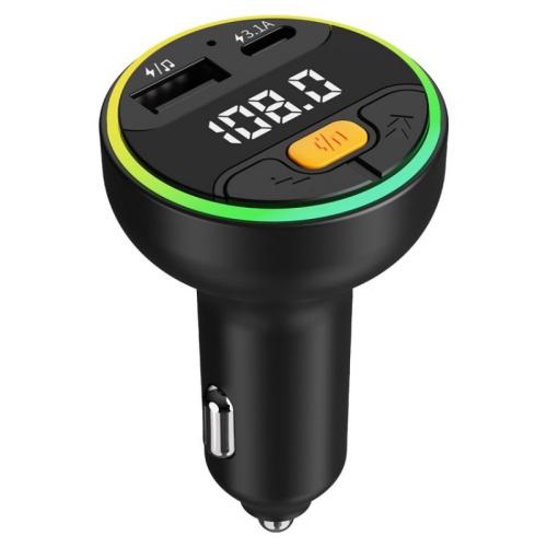 15W Fast Charging Bluetooth FM Transmitter Charger – Fast Charging, RGB Lighting, Hands-free Calling, Memory Function for Cars and Trucks