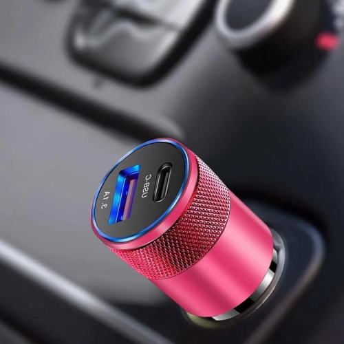 Chargeur pour l'auto USB+PD en métal avec fonction de protection de recharge Chargeur pour l'auto de téléphone mobile Chargeur pour l'auto