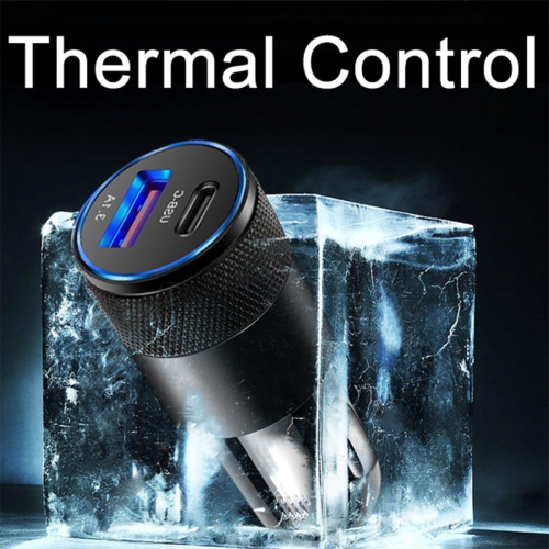Chargeur pour l'auto USB+PD en métal avec fonction de protection de charge Chargeur pour l'auto de téléphone mobile Chargeur pour l'auto