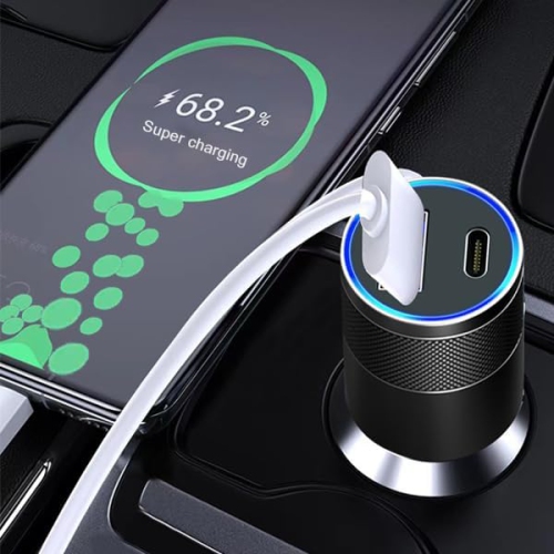 Chargeur pour l'auto USB+PD en métal avec fonction de protection de charge Chargeur pour l'auto de téléphone mobile Chargeur pour l'auto
