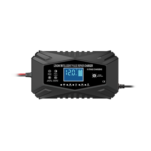 GREEN SCENIC  All-In-One Automatic Sensing 12V Battery Charger - Intelligent Pulse Maintenance \w Lcd Voltage/temperature Display, Suitable For