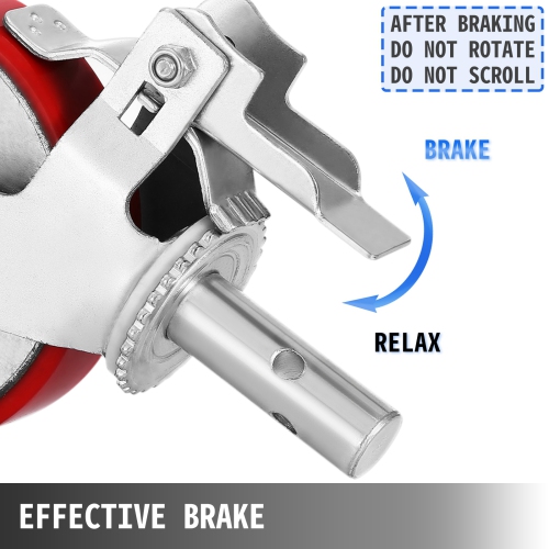 VEVOR Scaffolding Wheels Set, Heavy Duty 4-Pack 8" Scaffolding Casters, with 4400 Lbs Per Set and Locking Stem Casters with Brake, Polyurethane