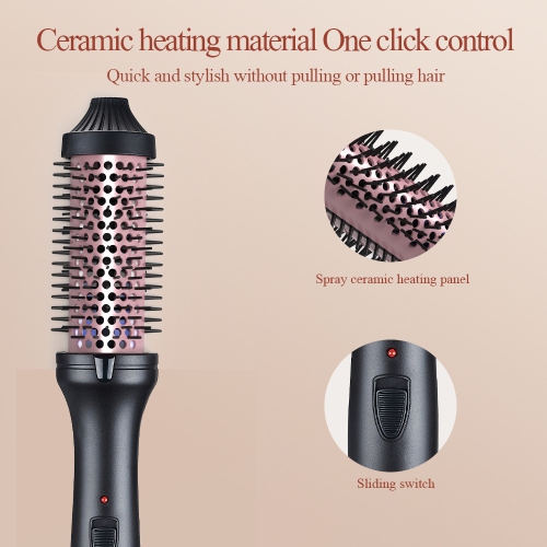 Brosse thermique pour fer à friser pour look-coiffure, brosse à cheveux ronde chauffante ionique pour les voyages, brosse à cheveux coiffante pour