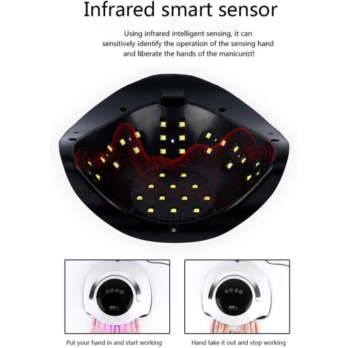 120W UV Lamp LED Nail Dryer Fast Curing Lamp for Nail Polishing and Nail Phototherapy Automatic Sensor