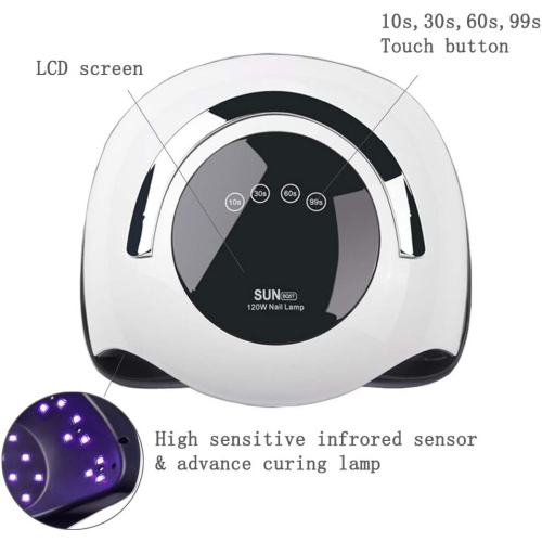 120W UV Lamp LED Nail Dryer Fast Curing Lamp for Nail Polishing and Nail Phototherapy Automatic Sensor