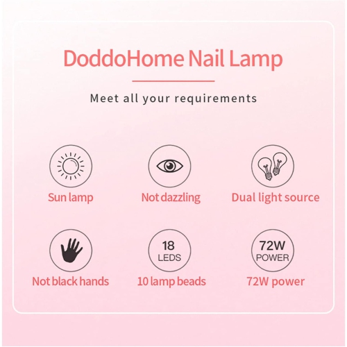 Mini 72W LED UV Nail Lamp Smart Portable Dryer Semi-Permanent Nail Art Suitable for All Gel Curing White