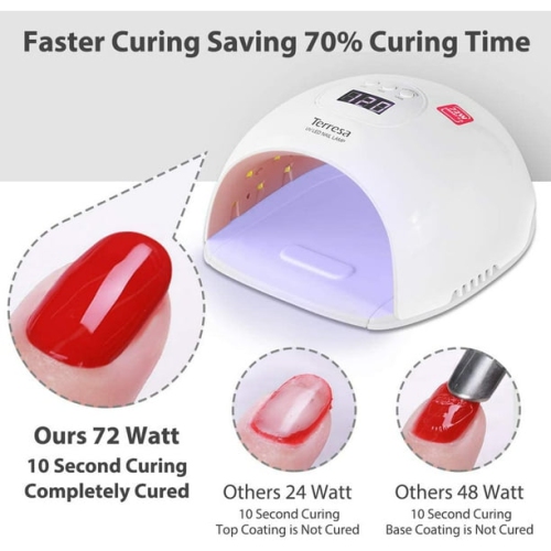 Lampe à ongles LED, séchoir de vernis à ongles en gel de 72 watts, lampe à ongles avec 3 réglages de minuterie, machine de luminothérapie