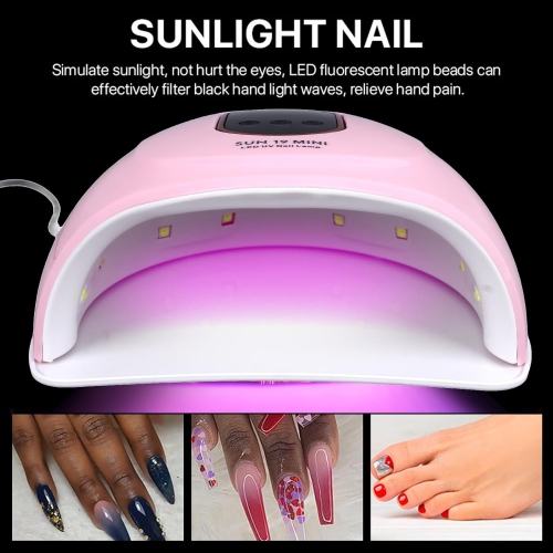 Mini 72 W – Lampe à ongles LED UV, séchoir intelligent, séchoir semi-permanent, art à ongles adapté à tout le gel rose durcissant