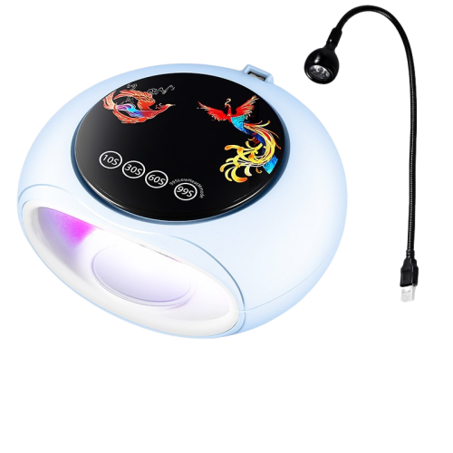 UV Nail Drying Lamp, 128 UV-Free LED Nail Dryer, Professional 360 Degree Adjustable Directional Curing Lamp, 4 Timers, 10/30/60/99 Colors - Blue