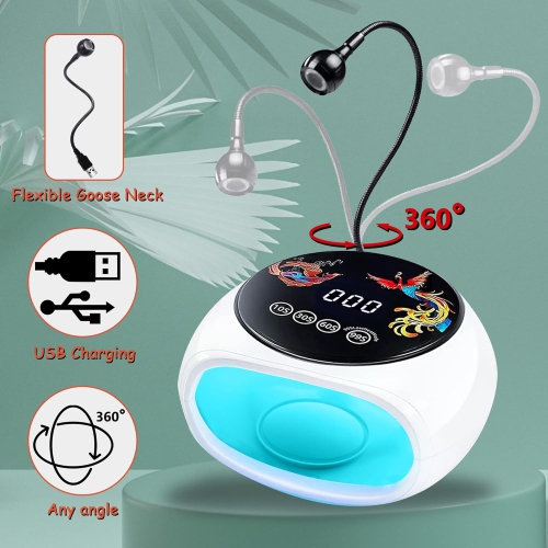 UV Nail Drying Lamp, 128 UV-Free LED Nail Dryer, Professional 360 Degree Adjustable Directional Curing Lamp, 4 Timers, 10/30/60/99 Colors - Blue