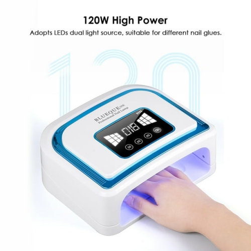 Lampe à ongles rechargeable 30 LED Sèche-ongles à deux lumières Home Lampe à induction portative Fashion Smart de 120&nbsp;W - Bleu