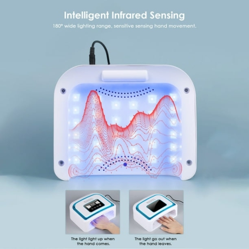 Lampe à ongles rechargeable 30 LED Sèche-ongles à deux lumières Home Lampe à induction portative Fashion Smart de 120&nbsp;W - Bleu