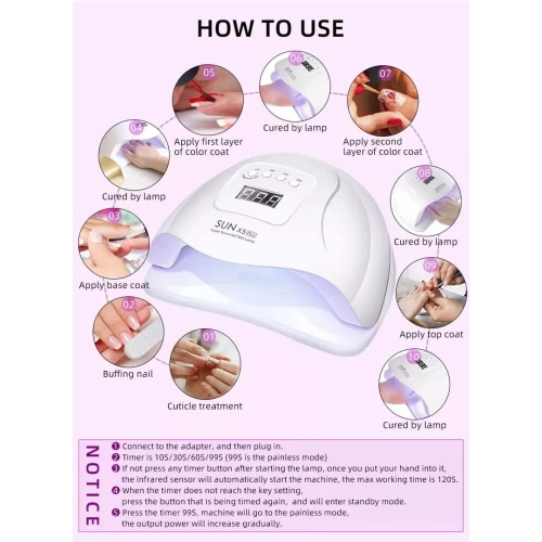 Solar Nail Lamp 120W UV, 36 LEDs, Nail Dryer, for Curing Gel Polish, with Smart Sensor