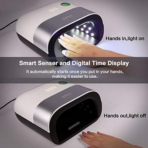8W Nail Dryer, UV LED Light with Smart Timer, Invisible Memory, Digital Display and Timer, Nail Dryer, White, Digital
