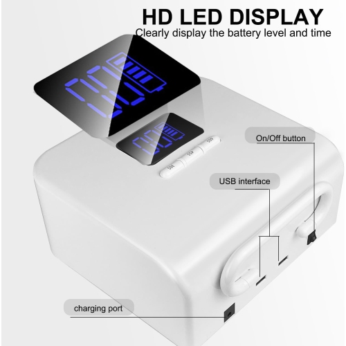 Wireless UV Nail Lamp 220W Professional LED Nail Lamp with 48 Beads and Touch Display Rechargeable UV Lamp Light Therapy Machine, Nail Lamp