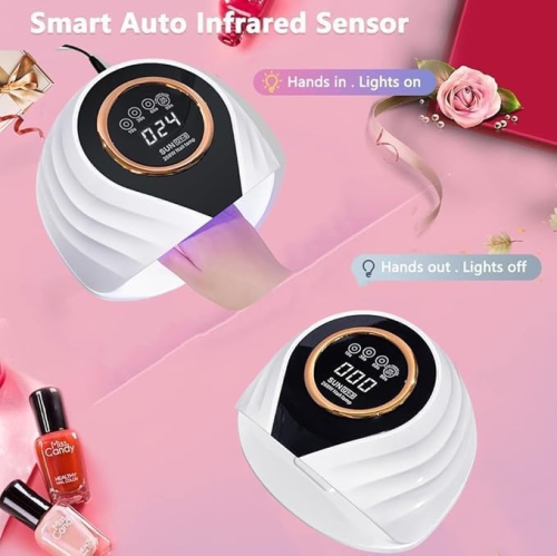 UV LED Nail Lamp, 268W Fast Drying Nail Lamp with 66 LEDs Automatic Sensor, Portable Handle Nail Dryer