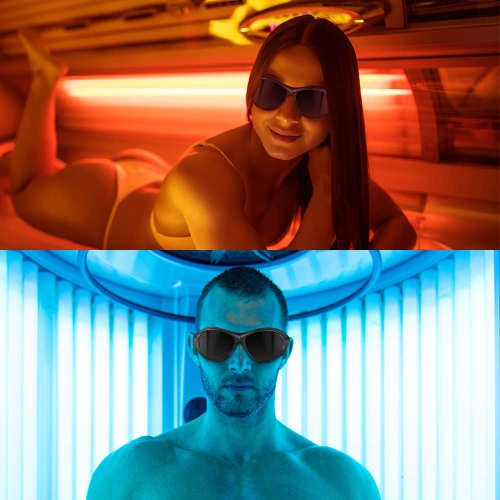 Lunettes de thérapie à lumière rouge Lunettes de bronzage Lunettes de protection laser IPL 200-2000&nbsp;nm Protection oculaire pour la thérapie à la