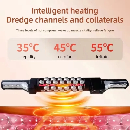 Red Light Heated Massage Device Rotating Roller Body Meridian Electric Massager Infrared Heating Therapy Roller Massager