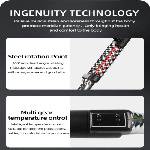 Red Light Heated Massage Device Rotating Roller Body Meridian Electric Massager Infrared Heating Therapy Roller Massager