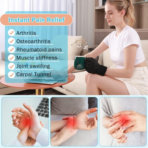 Finger Arthritis Compression Ice Glove,Adjustable Wrist Strap Hand Wrist Ice Pack Hot & Cold Therapy Gel Pack for Pain Relief