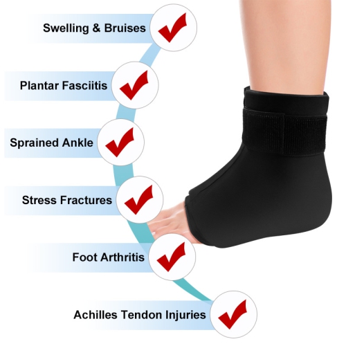 Ankle Ice Pack Wrap Hot & Cold Therapy Sock for Plantar Fasciitis Relief Achilles Tendonitis Reusable Ankle Ice Pack-Size L