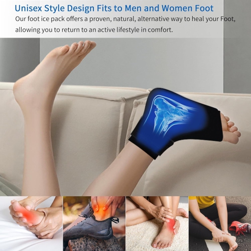 Ankle Ice Pack Wrap Hot & Cold Therapy Sock for Plantar Fasciitis Relief Achilles Tendonitis Reusable Ankle Ice Pack-Size L