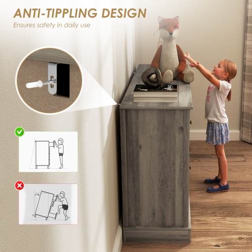 HOMCOM Sideboard Buffet Cabinet with Storage, Modern Coffee Bar Cabinet with 3 Drawers, Glass Doors and Adjustable Shelves, Weathered Grey Oak