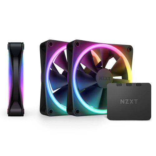 Image 1 of 7.. NZXT F120RGB Duo - 120mm Dual-Sided RGB Fan - Triple Pack with RGB Controller - Black