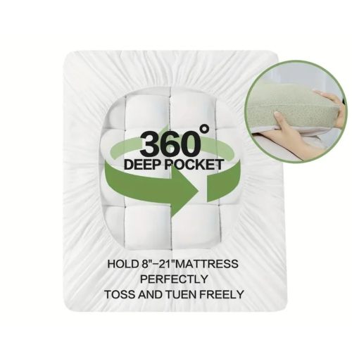 Luxurious Queen Size Bamboo Mattress Topper, Cooling Extra Thick Breathable Mattress Pad With 8-21" Deep Pocket, Soft Quilted Fitted Mattress Cover