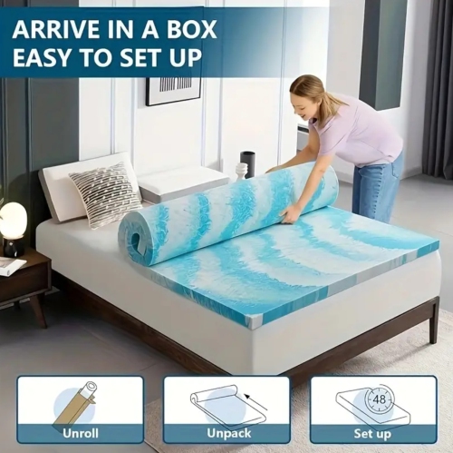 Image 1 de 5.. Surmatelas pour grand lit, couvre-matelas en gel doux infusé, surmatelas,