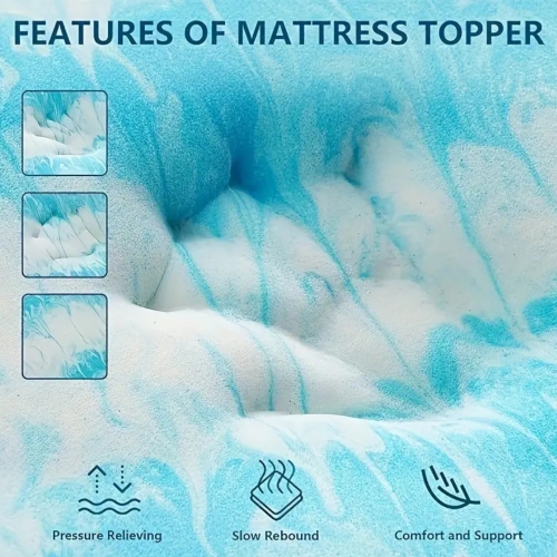 Queen Mattress Topper, Soft Gel Infused Mattress Pad, Bed Topper,