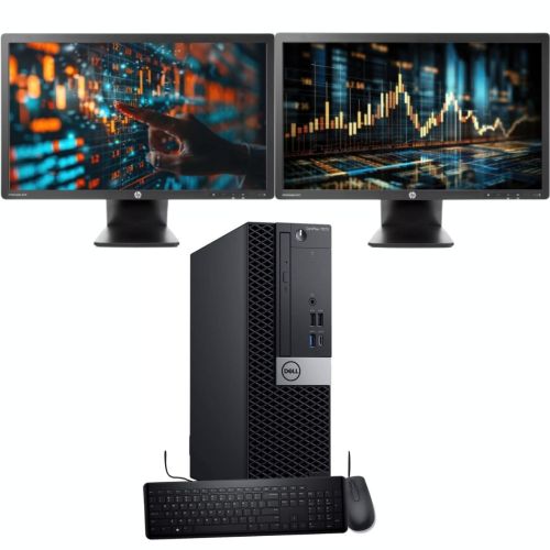 🔥 Ultimate Trading & Office Productivity Setup | Dell 7070 SFF i5-9500 | 64GB RAM | 2TB SSD | Win 11 Pro | 2x 23" HP Monitors with hub| Refurbished Excellent by DELL - Refurbished condition - CA$1300.00