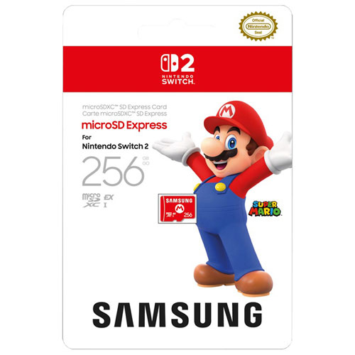 Image 1 de 1.. Carte microSD Express Super Mario de 256 Go de Samsung pour Switch 2