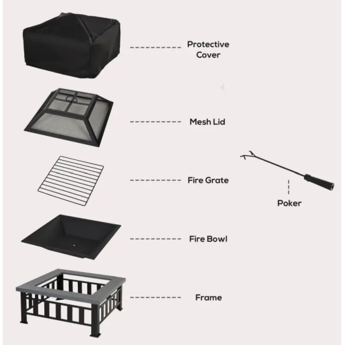 square portable fire pit lets you hold bonfires cleanly, and keep your fire contained. Can be used as an outdoor side table, wood-burning fire pit,