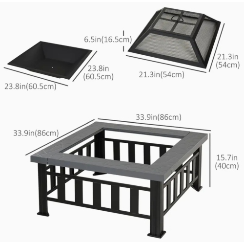 square portable fire pit lets you hold bonfires cleanly, and keep your fire contained. Can be used as an outdoor side table, wood-burning fire pit,