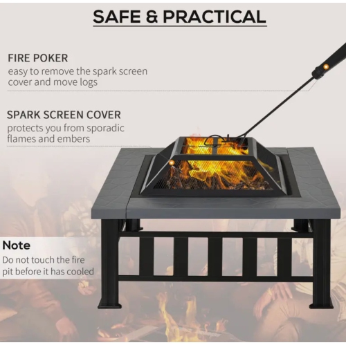 square portable fire pit lets you hold bonfires cleanly, and keep your fire contained. Can be used as an outdoor side table, wood-burning fire pit,