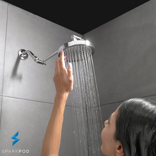 SparkPod Shower Head - High Pressure Rain - Premium Quality Luxury Design - 1-Min Install - Easy Clean Adjustable Replacement for Your Bathroom