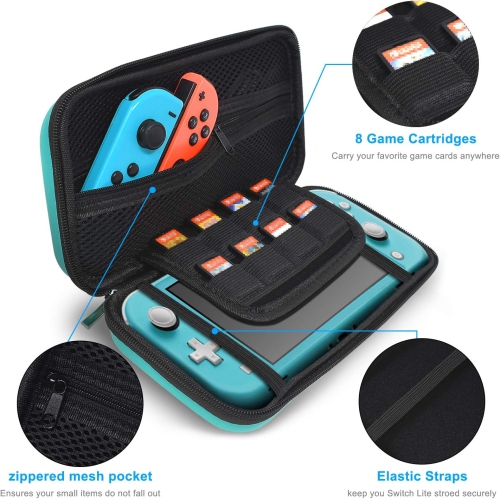 4 in 1 Accessories Kit Compatible with Nintendo Switch Lite, Travel Bag, Carrying Case & Protective Case &
