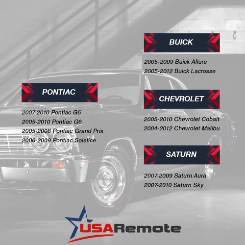 g-524 Key Fob Keyless Entry Remote Fits Chevy Cobalt Malibu/Buick Allure Lacrosse/Pontiac G5 G6 Grand Prix