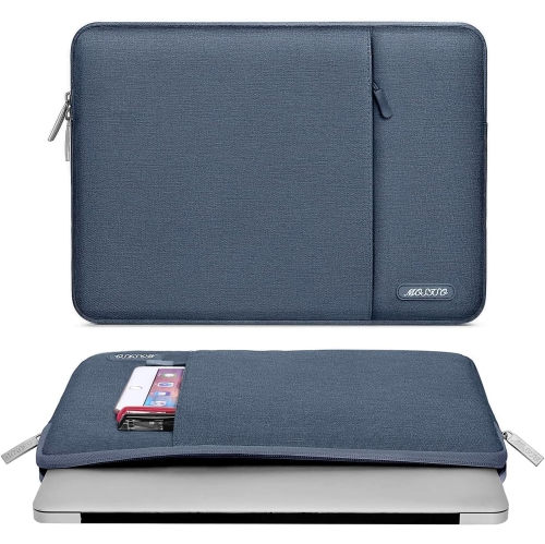Laptop Sleeve Bag Compatible with Laptop 15 inch, Polyester Vertical Case with Pocket, Haze Blue