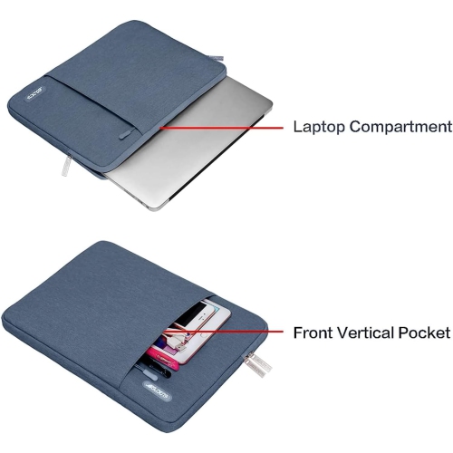 Laptop Sleeve Bag Compatible with Laptop 15 inch, Polyester Vertical Case with Pocket, Haze Blue