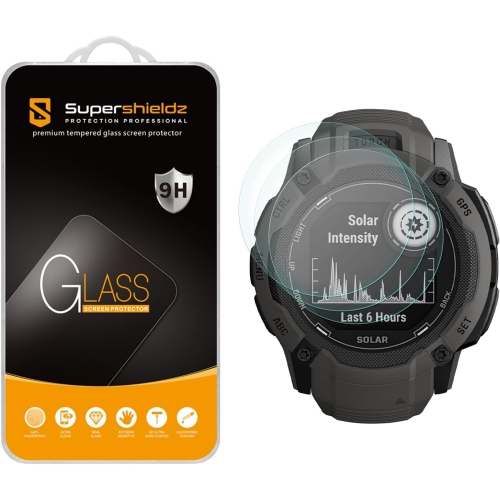 (3 Pack) Designed for Garmin Instinct 2X Solar Tempered Glass Screen Protector, Anti Scratch, Bubble Free