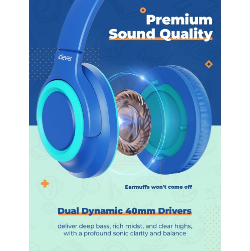 Ensemble de 2 écouteurs pour enfants avec séparateur partagé – 94&nbsp;dB Safe Volume Limited – Écouteurs avec fil HS22 pour enfants adolescents,