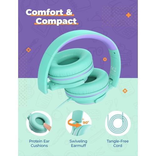 Ensemble de 2 écouteurs pour enfants avec séparateur partagé – 94&nbsp;dB Safe Volume Limited – Écouteurs avec fil HS22 pour enfants adolescents,