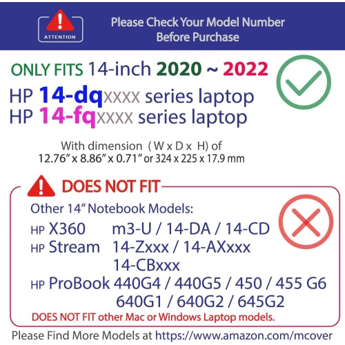 Étui rigide compatible avec les séries Pavilion 14-DQxxxx/14-FQxxxx de 14&nbsp;po de Hewlett Packard (NON compatible