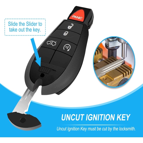 2 Pcs Key Fob Replacements for 2008-2010 Chrysler 300 2008-2014 Dodge Challenger/Charger/Jeep Grand Cherokee 2008-2013