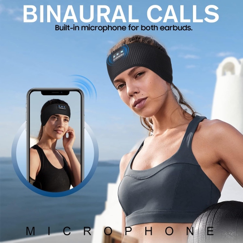 Bluetooth Headband Sports Sleep Headphones, Wireless Music Sleeping Headphones Sleep Eye Mask Earbuds for Side Sleepers